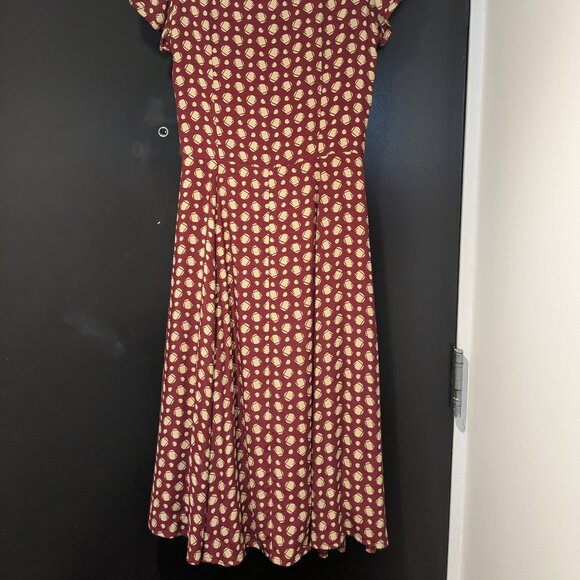 House of Foxy 1930s Ava Tea Dress in Wine Deco Dot EUC - Picture 3 of 5